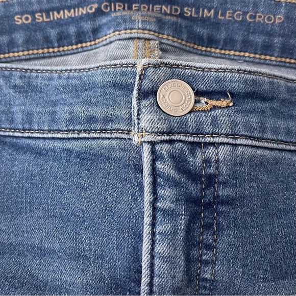 Chicos So Slimming Jeans Womens 16 Girlfriend High Rise Slim Leg Raw Hem Crop - Picture 9 of 10